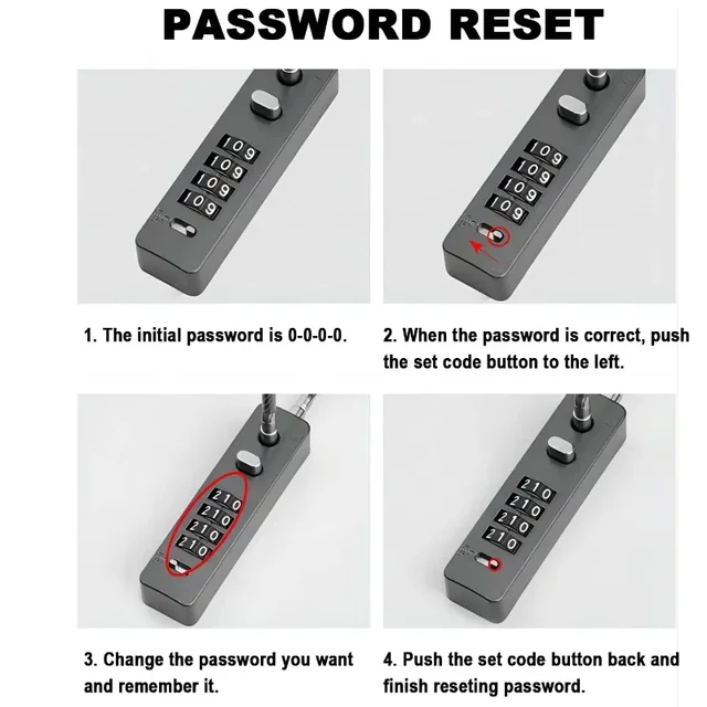 4 Digit Combination Cable Lock Reset Code for Bike Locker File Cabinet Padlock Hardware Furniture Anti-theft Lock 5