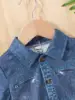 2025 New Imitation Cotton Fabric Denim Digital Print Lapel Short Sleeve Shorts Version Trend Retro For Boys Outdoor 2 Sets 4