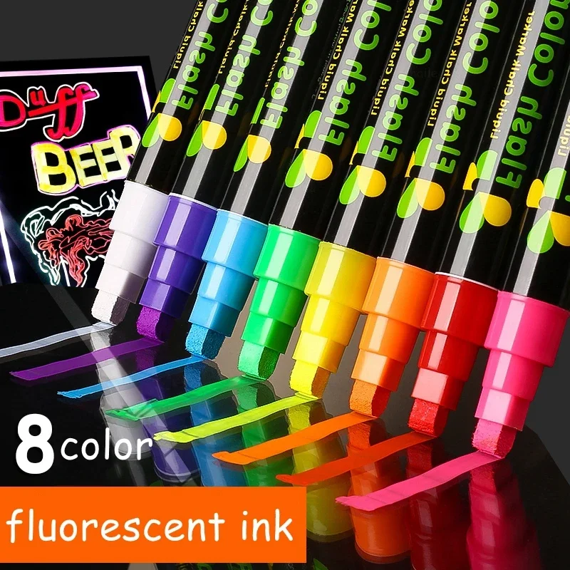 Highlighter Marker Pen Liquid Chalk Erasable Fluorescent 8Color 3*6mm For Whiteboard Graffiti LED Advertisement Chalkboard