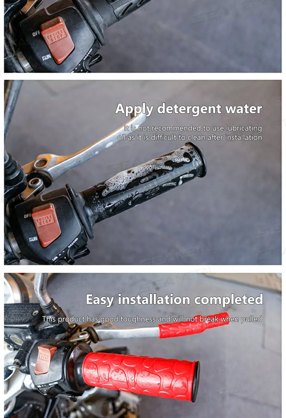 SEAMETAL 4 Stück Motorrad-Lenker-Griffhülse aus Gummi, rutschfest, für Motorradgriffe, Bremskupplungen, Hebelschutzärmel – Detail 11