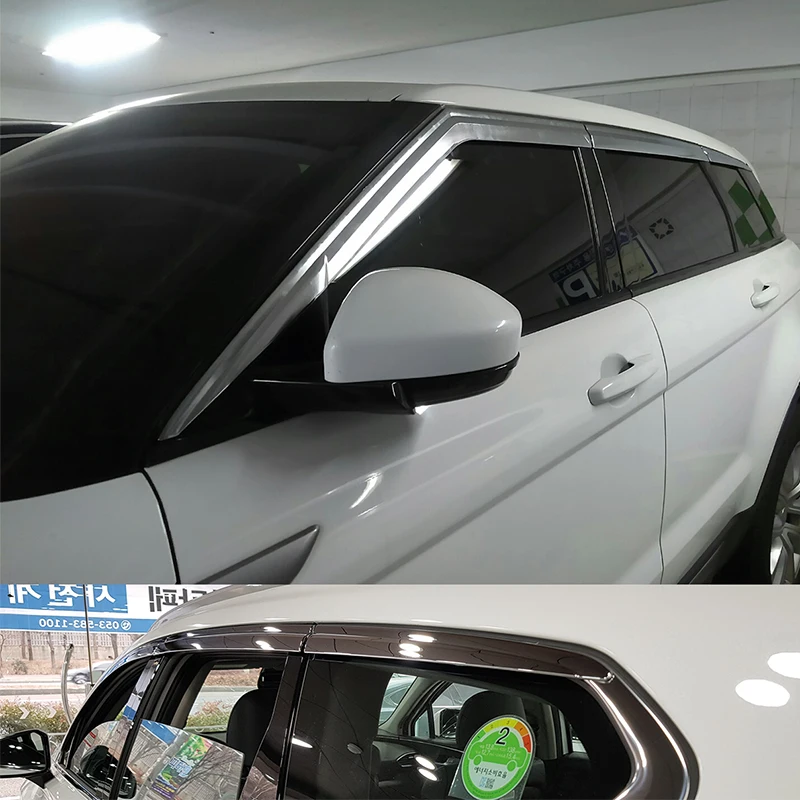 FIT For Land Rover Range Rover Evoque 2012- Black Chrome Door Window Visor Vent Shades Sun Rain Guard 6PCS waterproof