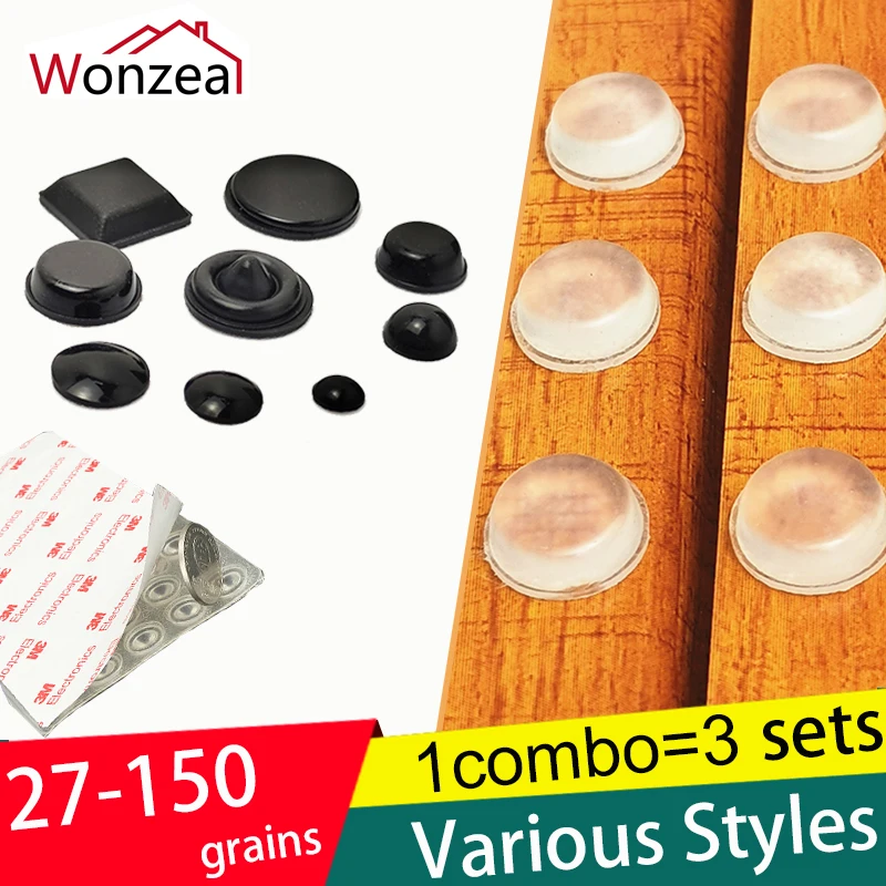 3 Sets Transparent Self Adhesive Rubber Damper Buffer Cabinet Bumpers Silicone Furniture Pads Cushion Protective Hardware Pads
