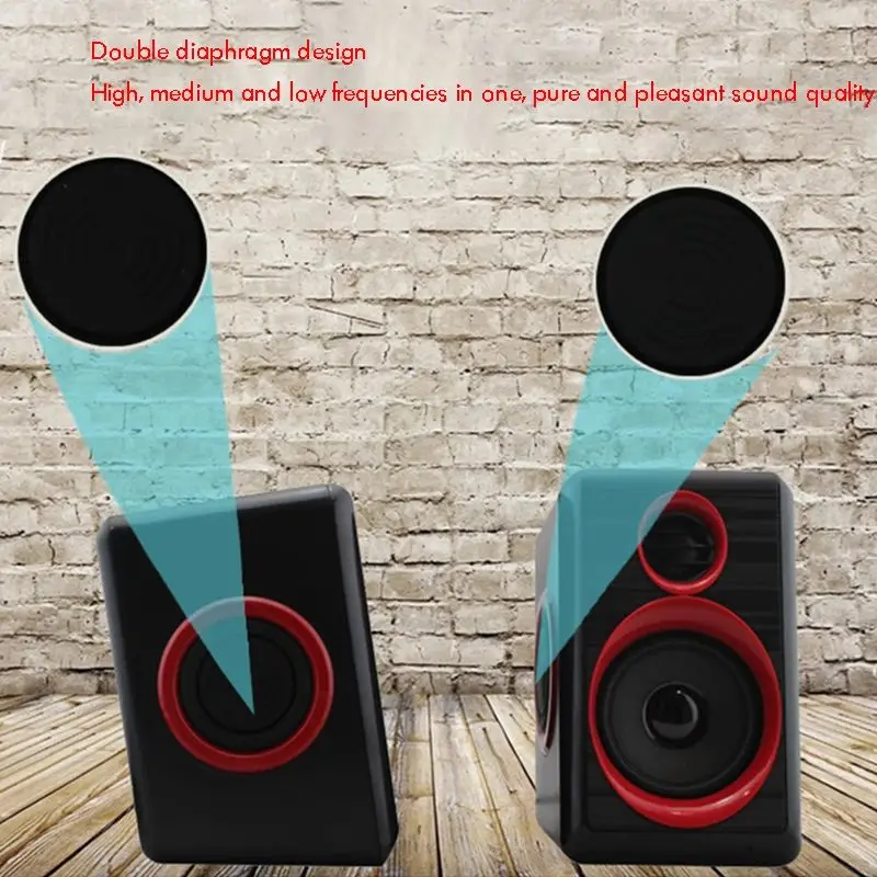 Computer Desktop Speaker Stereo Bass 2.5 Inch Speaker Dual Diaphragm 2.0 USB Wired Multimedia Music Speakers