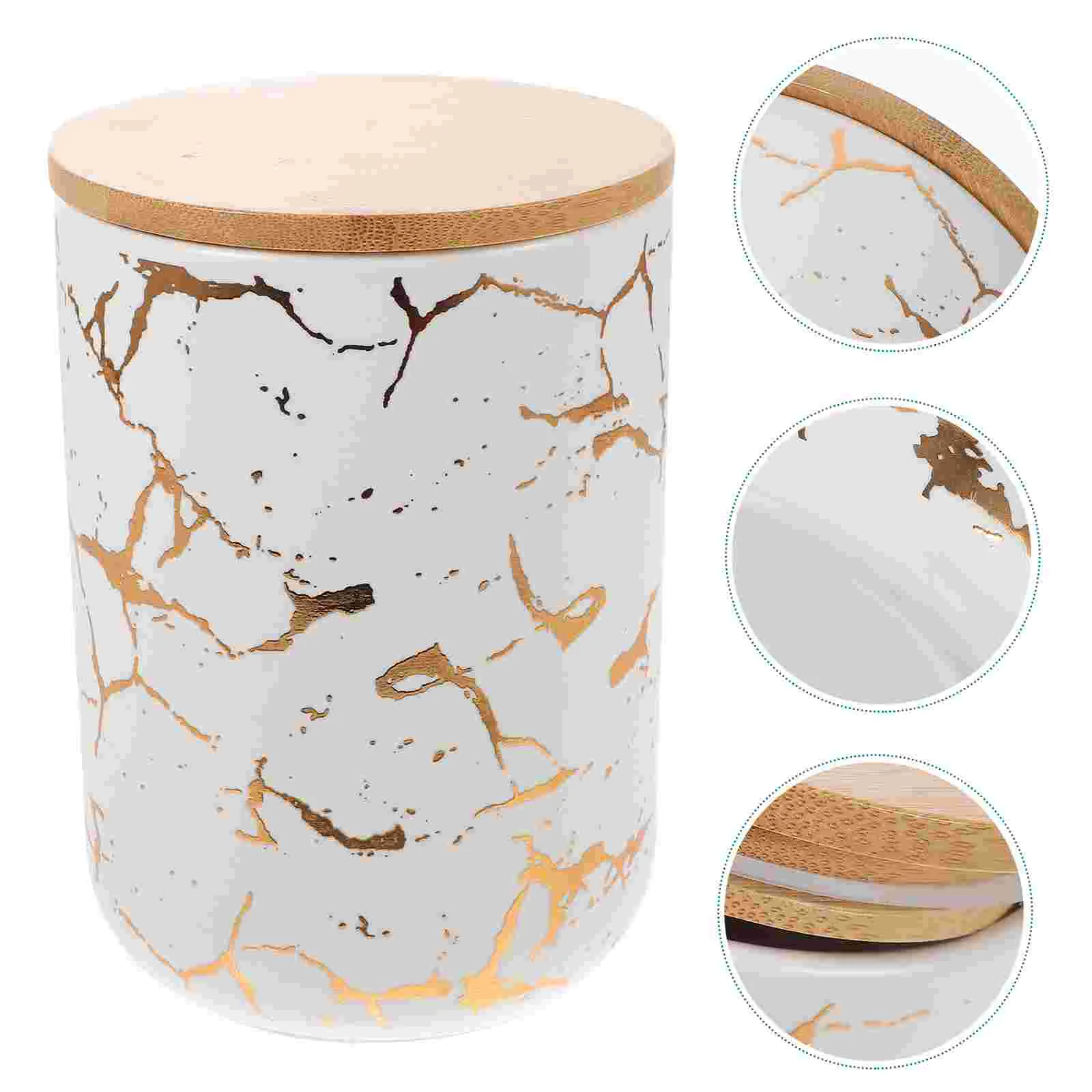 

Ceramic Tea Sugar Jar Kitchen Sealed Storage Holder Simple Shaped Tea Container with Lid