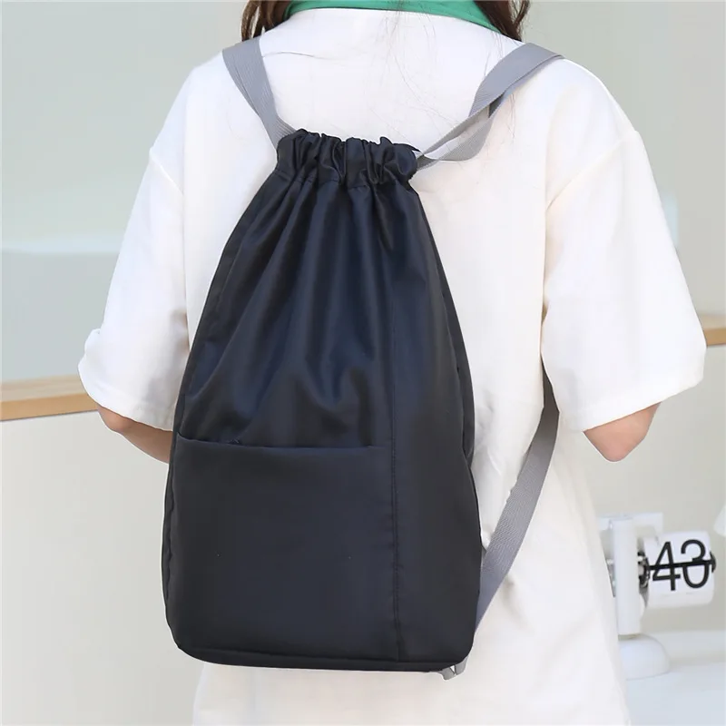 Drawstring Shoulder Bag Female Outdoor Travel Fitness Sports Bag Lightweight Shoulder Bag Bundle Pocket Backpack Gym Bag Men 4