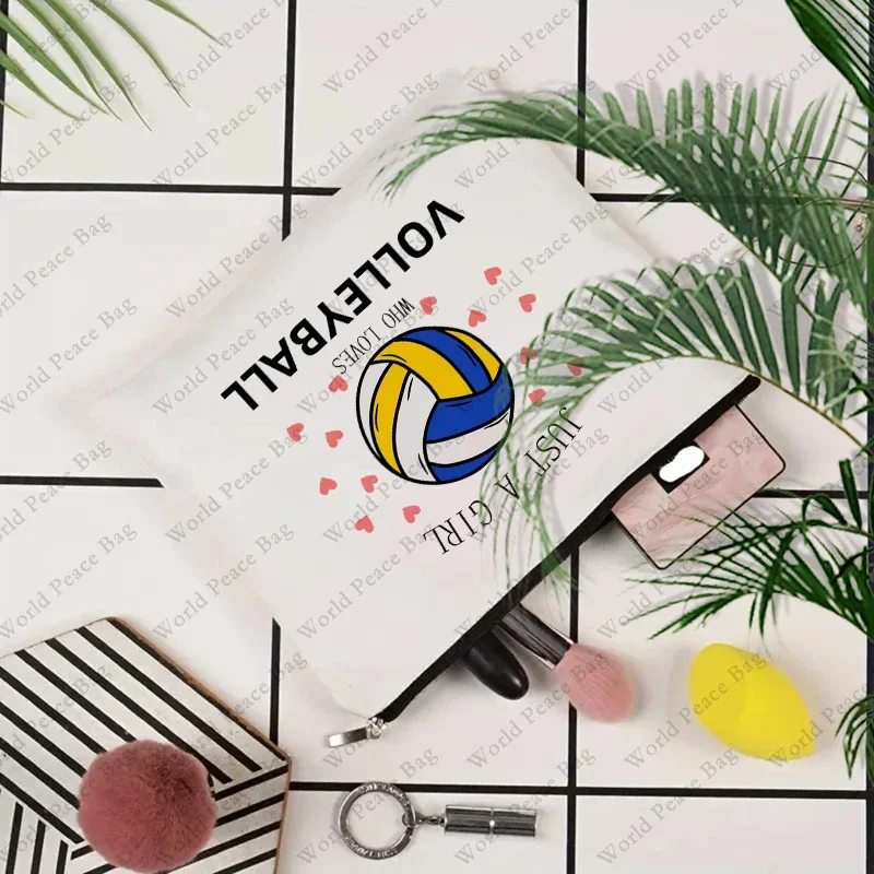 1 pc just a girl who love Volleyball pattern Makeup Bag,Makeup Bag for Teen Girls Sister Birthday Gift IdeasTeen Gifts 4