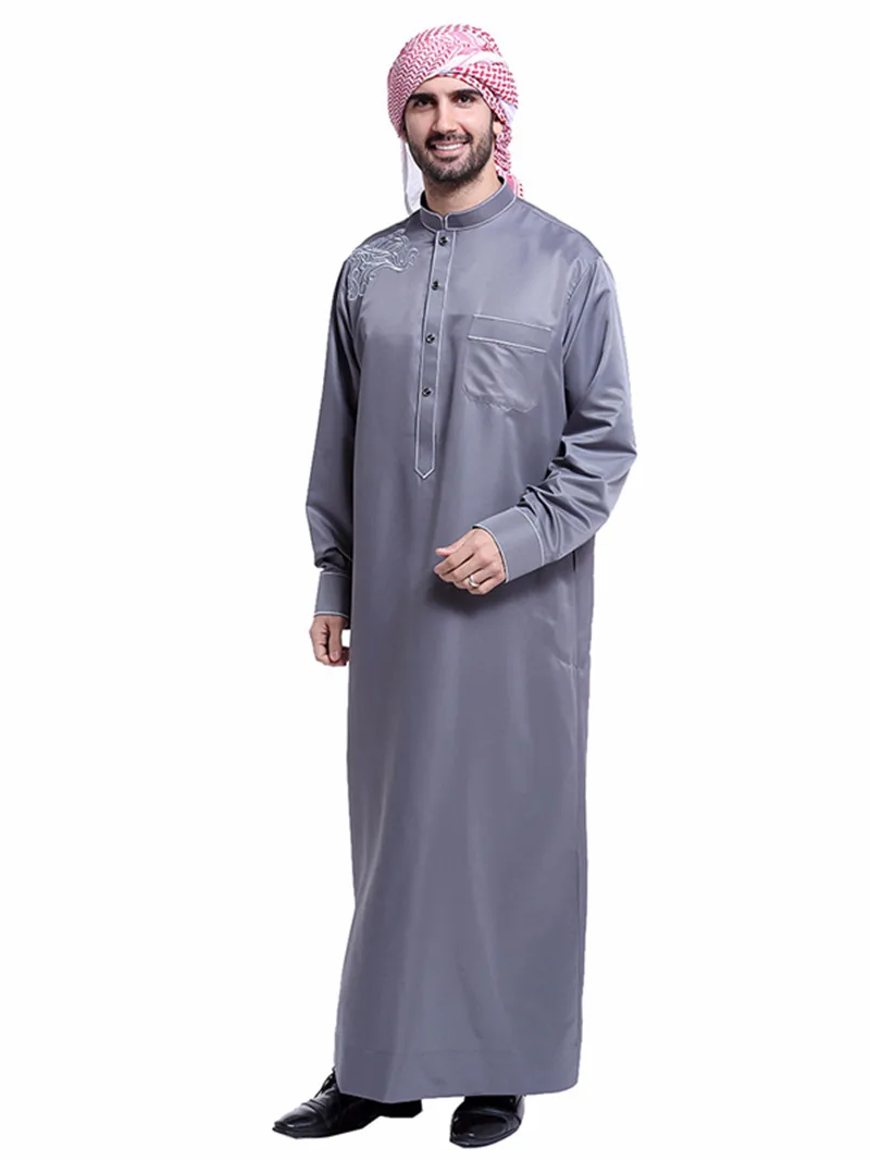 The New Muslim Arab Middle East Men \'s Robes With Embroidery Male Traditional Clothing Four Season Can Wear Easy To Clean