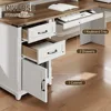 Farmhouse 69" Executive L Shaped Desk with Drawer, Home Office Desk with Charging Station, Corner Computer Desk 5