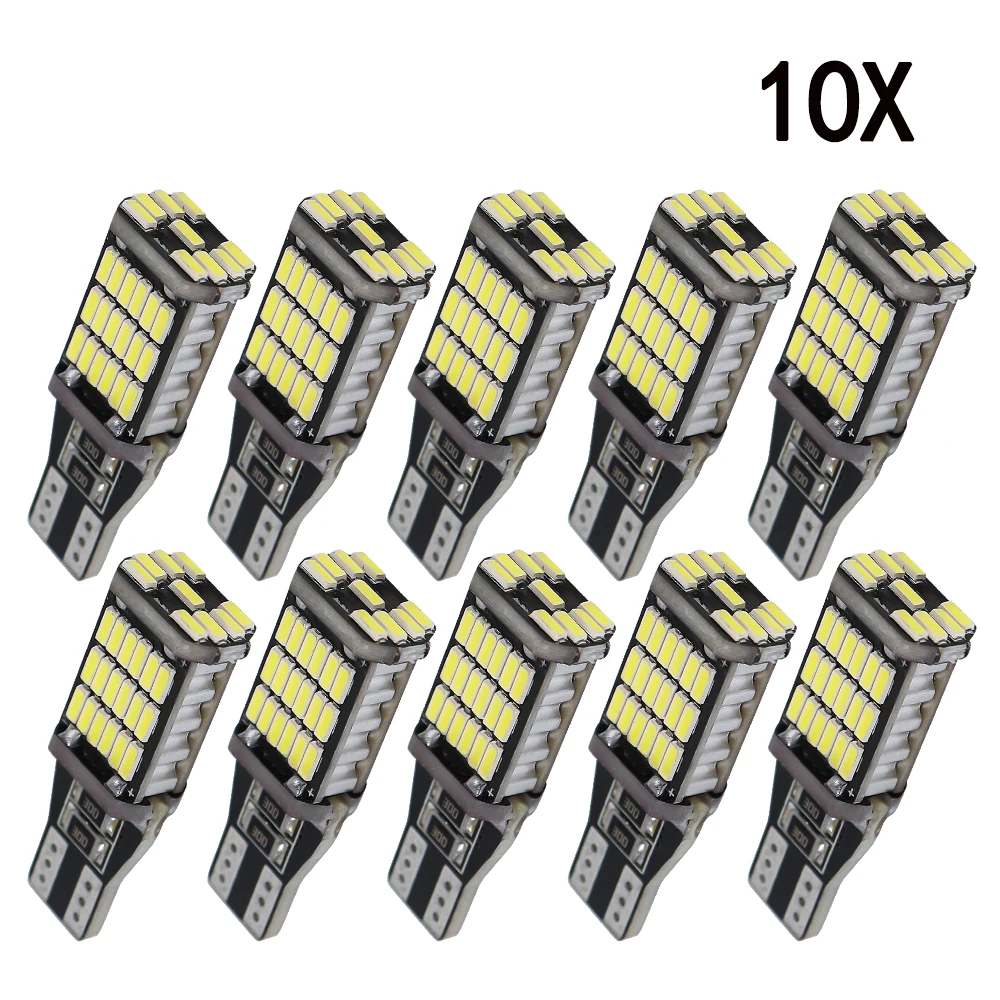 10x Super Bright White CANBUS LED Bulbs - For Car Reverse Backup Lights, Fit 912 921 T15 Sockets