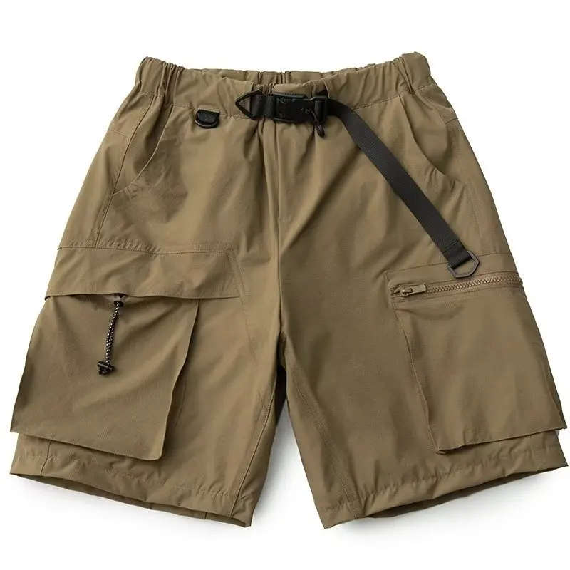 Summer Multi-Pocket Quick Dry Shorts Men Ice Silk Breathable Cargo Pants Outdoor Camping Hiking Shorts Male Casual Sports Pants