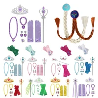 Girls Frozen Elsa Anna Cinderella Princess Accessory for Cosplay Dresses Bowknot Gloves Crown Wand Neacklace Bracelet 1