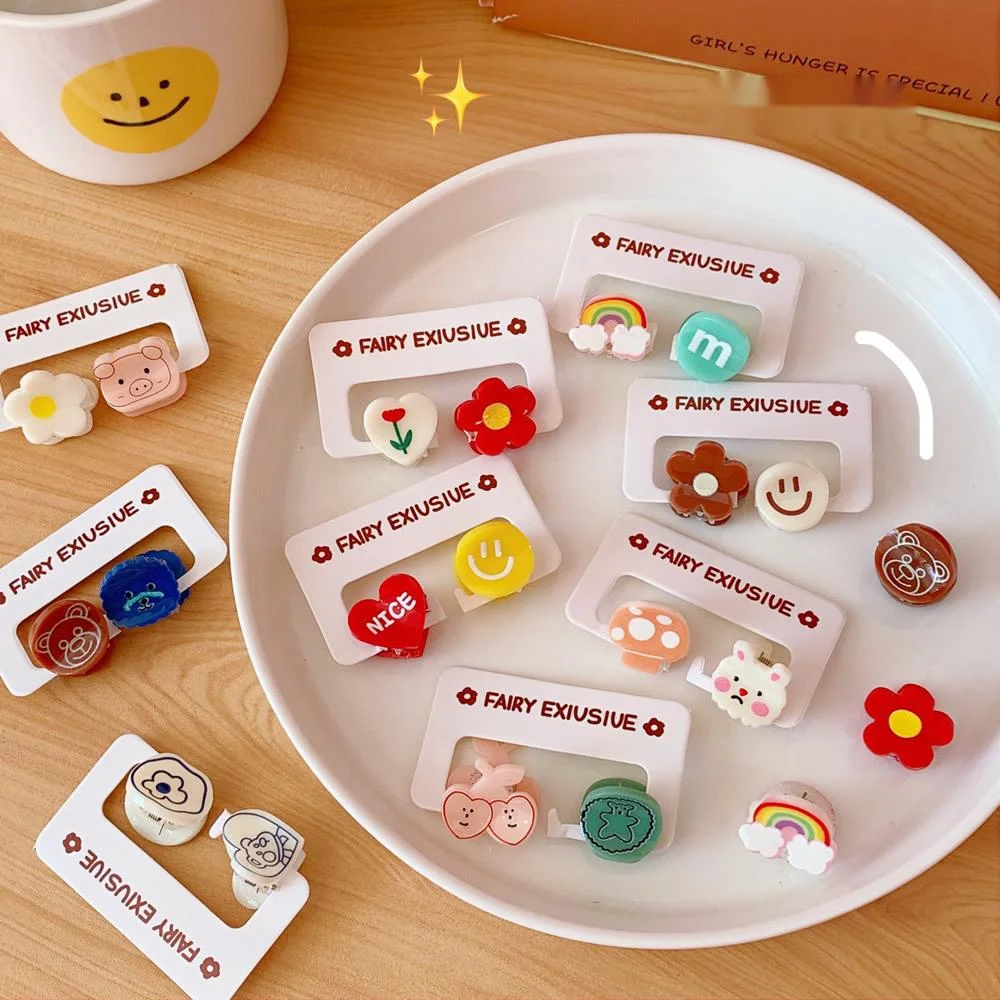 2 accessoires pour cheveux couleur bonbon mignon mini pinces à cheveux dessin animé ours frange pince cheveux restes pince accessoires pour étudiants_voghion.com