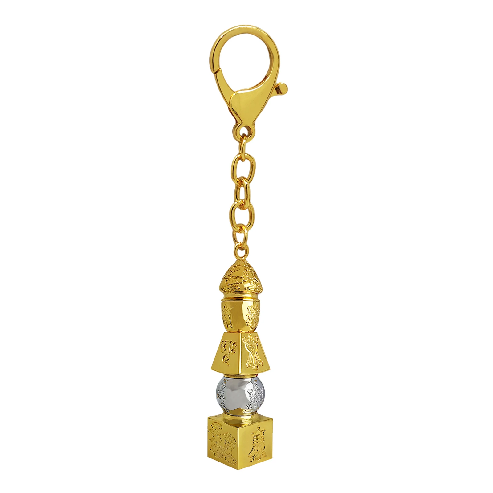2025 5 Element Pagoda with 8 Auspicious Objects Keychain Bring Good Luck w5659 3