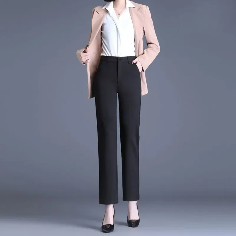 

Брюки женские винтажные однотонные на пуговицах, Модные Элегантные повседневные Прямые штаны с поясом, с карманами, на весну-лето