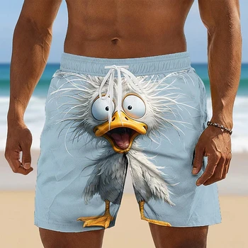Divertidos Pantalones Cortos de Playa para Hombre con Estampado 3D de Animales, Secado Rápido, Cintura Elástica con Cordón, Diseño de Cabra y Gato, Pantalones Cortos Deportivos con Gráficos de Dibujos Animados 1