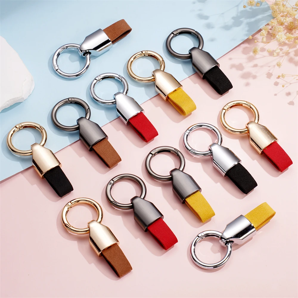 1 Stück Rindsleder-Schlüsselanhänger für Damen und Herren, Gürtelschnalle, Karabiner, Auto-Anhänger, Schlüsselringe, Taschenanhänger, Geschenke