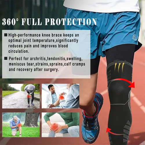 BraceTop 1 PC Full Leg Sleeves Long Compression Leg Sleeve Knee Sleeves Protect Leg, for Man Women Basketball, Arthritis Cycling - Image 2