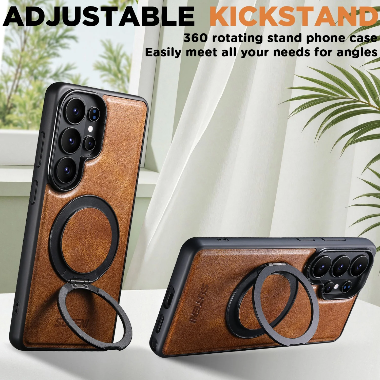 All-Package Soft Rubber Magnetic Phone Case with 360-Degree Rotating Stand