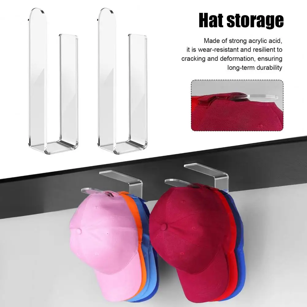 2/4/6/8Pcs Baseball Cap Holder Wall Mounted Hat Organizer Hooks L-Shaped Design Multipurpose Easy Installation Acrylic Hat Racks 2