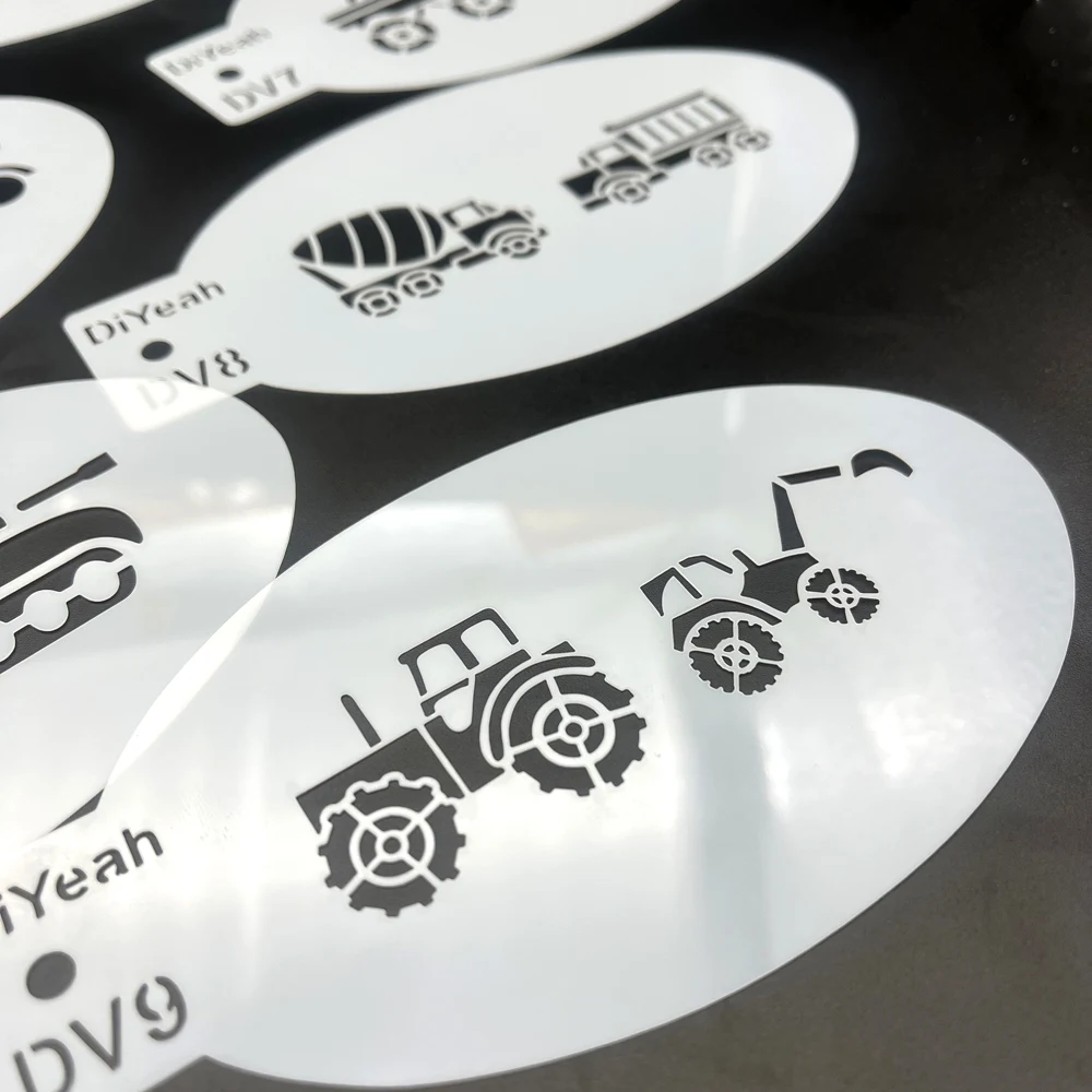 Face Body Paint Stencils Engineering Vehicle Excavator Dump Truck Mixer Truck Fire Tractor Bulldozer Tank Train Helicopter face painting template henna tattoo stencils