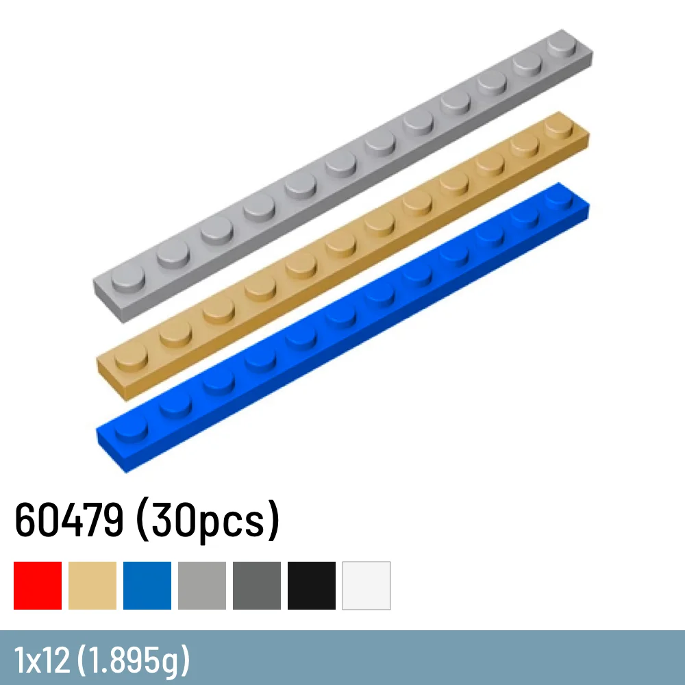 

30 Pcs / Lot DIY Building Blocks Size Compatible With 60479 Brick Plastic Thin Digital Bricks 1x12 Dots Toys for Children