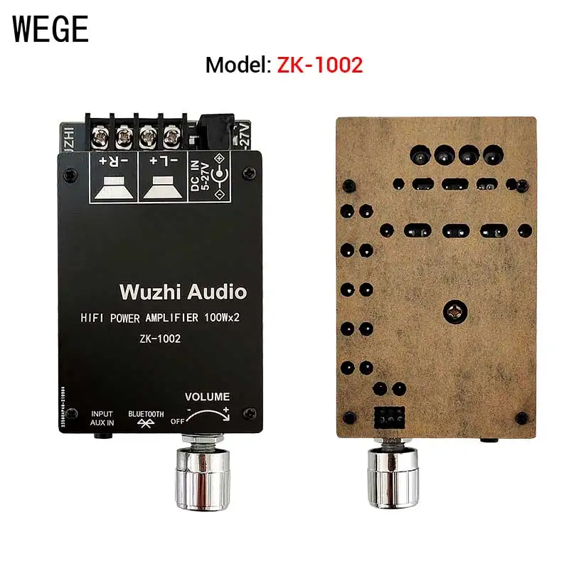 WEGE 디지털 오디오 전력 증폭기 보드 AMP 스테레오 2.0 채널 AUX Wuzhi 오디오, 50W x 2 100W x 2 ZK-502C 1002, HIFI TPA3116D2 BT5.0
