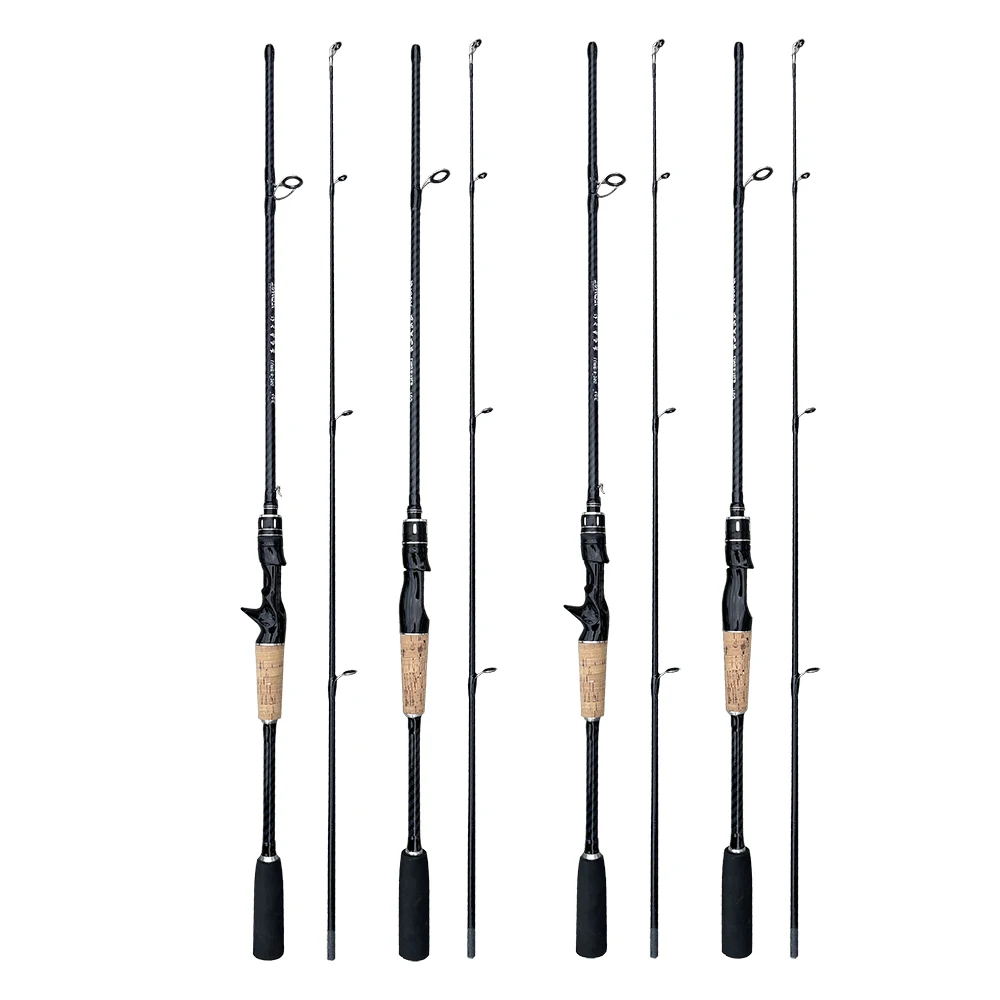 Fishing Rod Carbon Fiber ML 2 Sections Spinning/Casting Lure Pole 1.65m/1.8m Bait Wt. 8-25g with Ceramic Guide Ring Jigging Pole