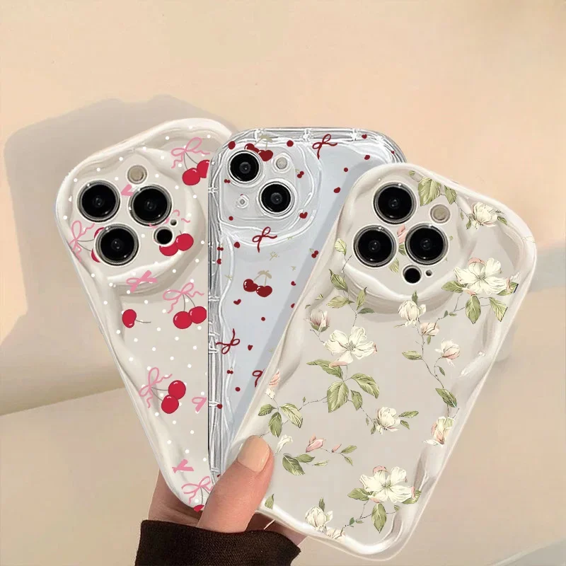 Y2K Bow Cherry Phone Case - Retro Aesthetic Design