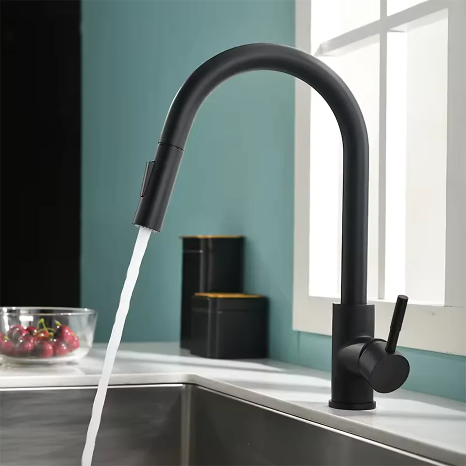 Kitchen faucets stainless steel pull-out type 360 &deg; rotation dual function cleaning console bar counter