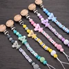 Baby Beech Teether Pacifier Clips Personalized Name Silicone Teether Geometric Crochet Beads Chain Pacifier Clips Nipple Clip 1