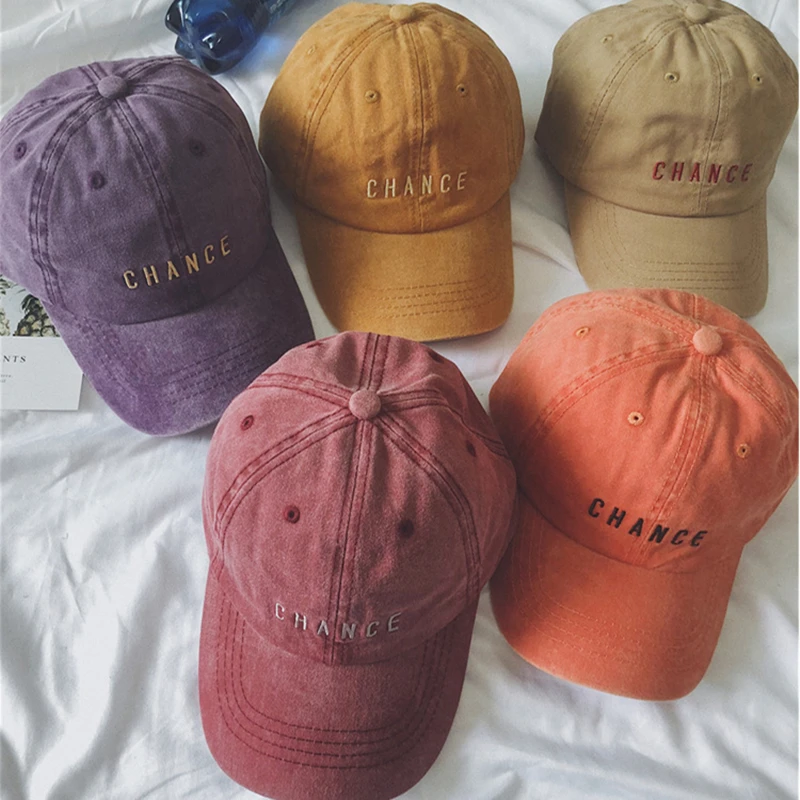 Hot Sale Unisex Washed Cotton Embroidery Baseball Cap Chance Letter Outdoor Casual Color Matching Shading Cap For Women And Men