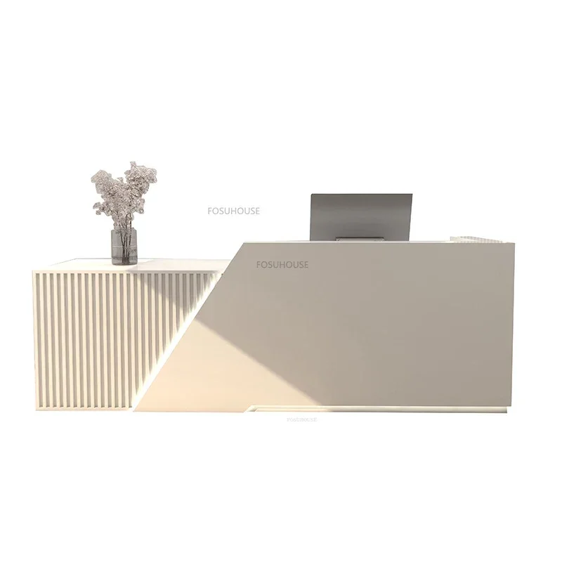 Modern Manmade Board Checkout Counter Office Furniture Clothing Store Reception Desk Creative Upscale Beauty Salon Front Desks