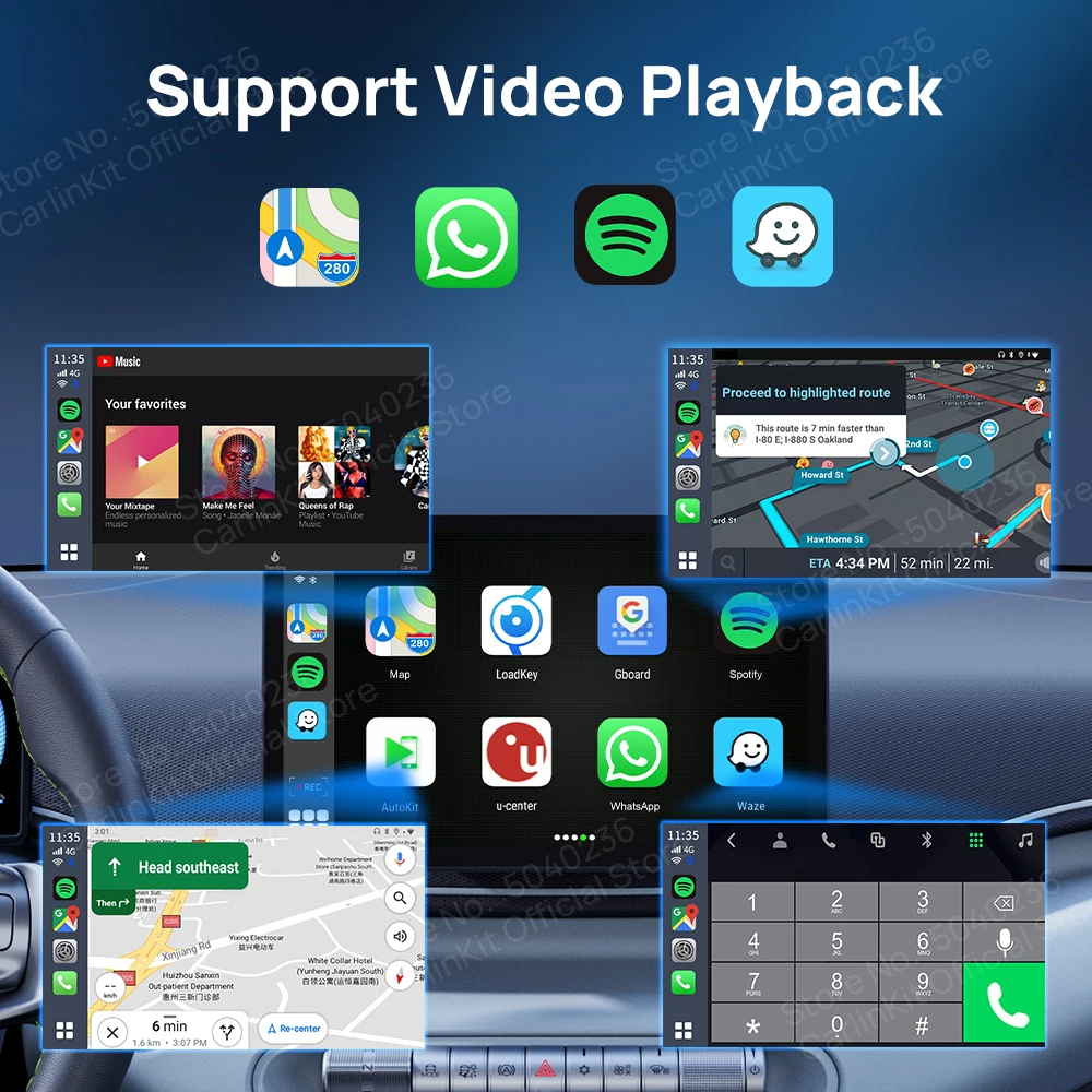 CarlinKit  ī÷  ķ TV ڽ,  ȵ̵ ڵ  ī÷ AI ڽ, 1080P GPS, 4G LTE,  8 ھ, 4G + 64G, 4 in 1