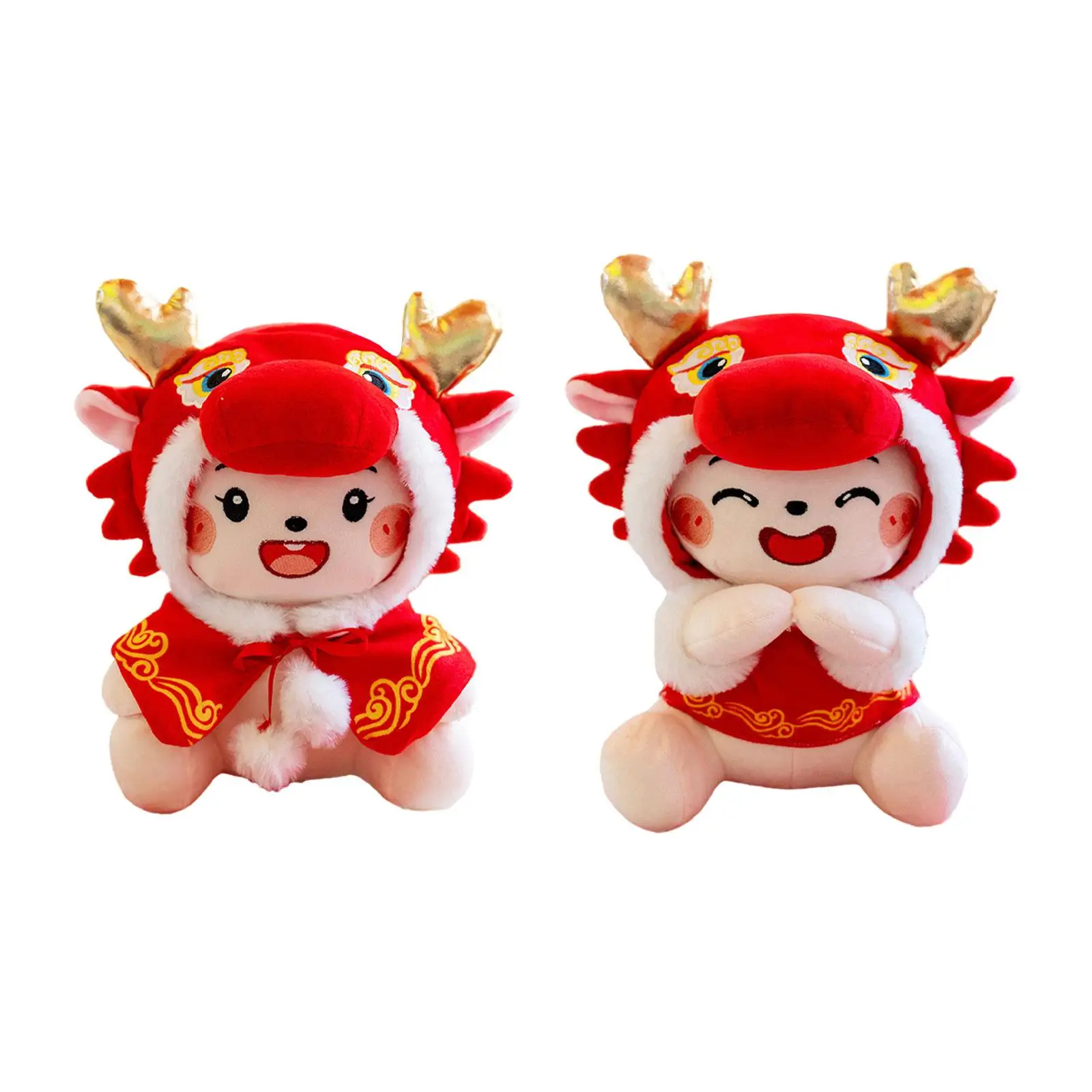New Year Dragon Toy,Stuffed Animal Dragon Plush Doll Cartoon,Red 2024 Chinese New Year Dragon Plush Doll for Hotel Restaurant