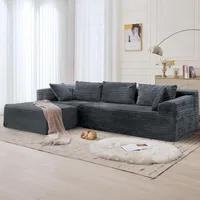 108-inch L-Shape Modular Sectional Sofa with Chaise, Cloud-Soft Corduroy Fluffy Couch for Comfortable Living Room Seating 2