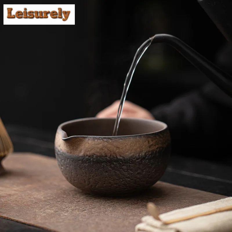 Retro Gilded Iron Glazed Coarse Pottery Tea Set Complete Set Matcha Whisk Japanese Matcha Set Kit Tea Holder Tea Ceremonial gift