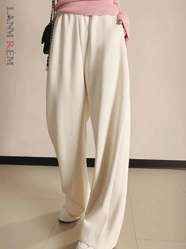 

LANMREM Casual Loose Long Pants Women Solid Color Elastic High Waist Versatile Wide Leg Trousers 2023 Autumn New 2AA3685