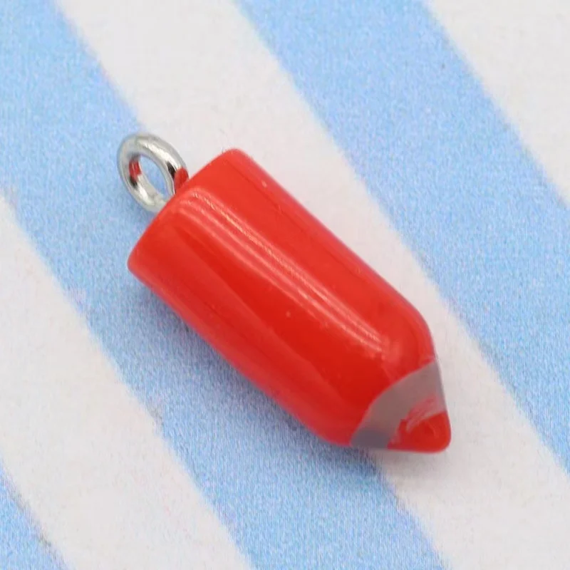 10 stücke 7*16mm Farbe Simulation Bleistift Kopf Charms Für DIY Dekoration Ohrringe Halskette Mode Schmuck Zubehör – Detail 6