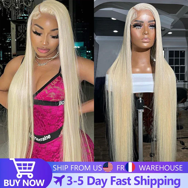 

613 Blonde 13x4 Lace Closure Wig Straight Human Hair Wigs Natural Color Brazilian Pre Plucked Honey Blonde Remy Hair For Women
