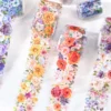 JIANWU 50mm*200cm Flower Season Poems Series Vintage Floral Landscaping Material Collage PET Tape Creative Journal Stationery 1