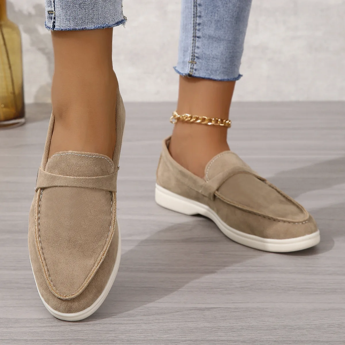 Classic Men Casual Slip-on Loafers Shoes Comfortable Kid Suede Walking Mujer casual shoes casual loafers