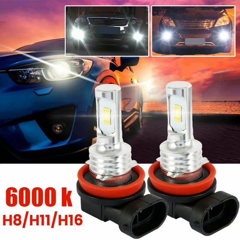 

2pcs New H16 H11 H9 H8 6000K 7000LM Bright White Headlight Low Beam LED Bulb Kit