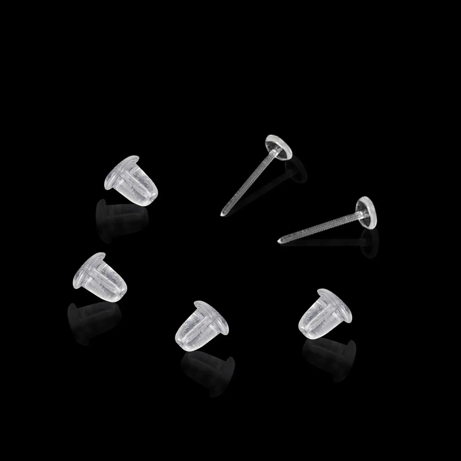 50 Paar 3/5 mm unsichtbare Kunststoff-Ohrringe, leere Stifte, kleine Kopf- und Rückseiten für selbstgemachte hypoallergene Ohrring-Zubehör – Detail 1