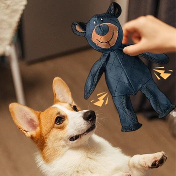 Squeaky Plush Bear Toy for Dog Unbreakable Teddy Extreme Bear Dog Toys Puppy Biting Toys Plush Cute Bear chew Squeaky Dog Toys 2