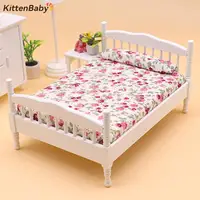 Maison de courses en bois et fer, mini lit simple ou double, meubles de chambre à coucher, jouet de salon, modèle fait main, 1/12 1