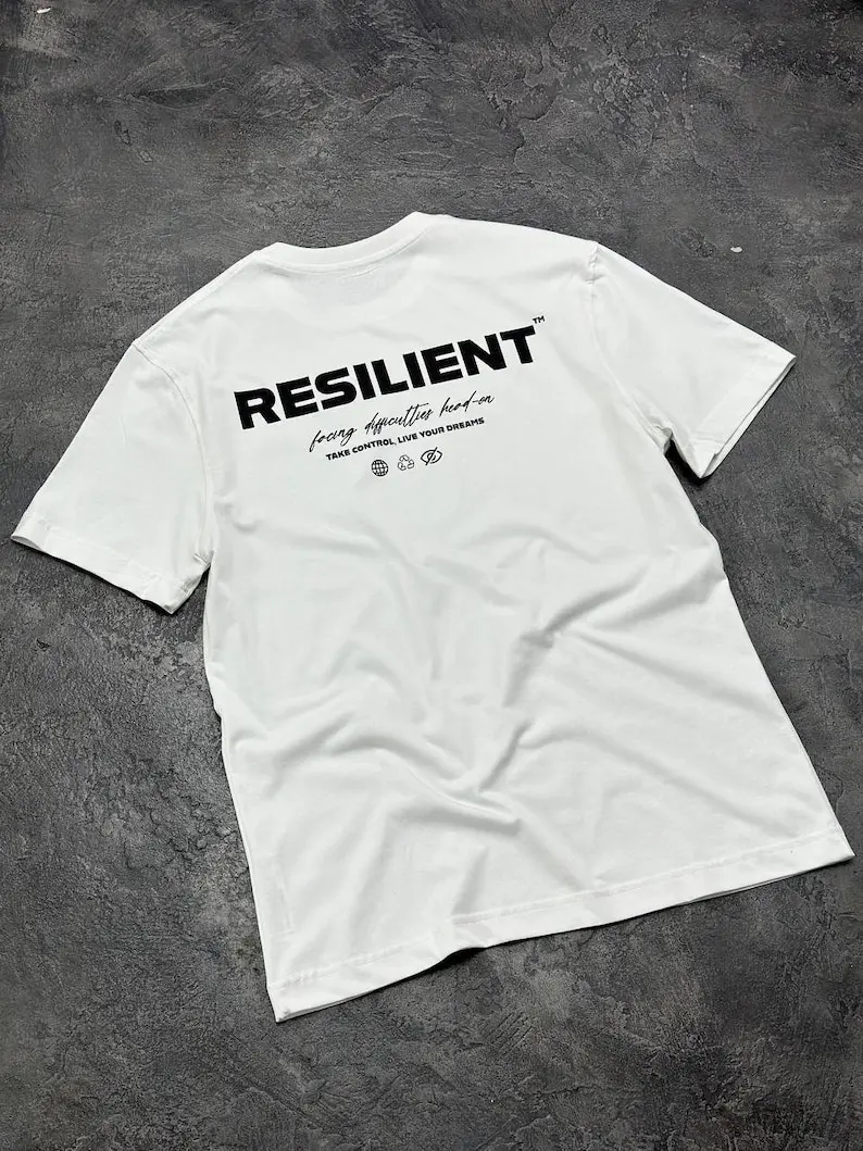 

Oversized White Unisex Graphic T-shirt, Resilient Printed Cotton T-shirt