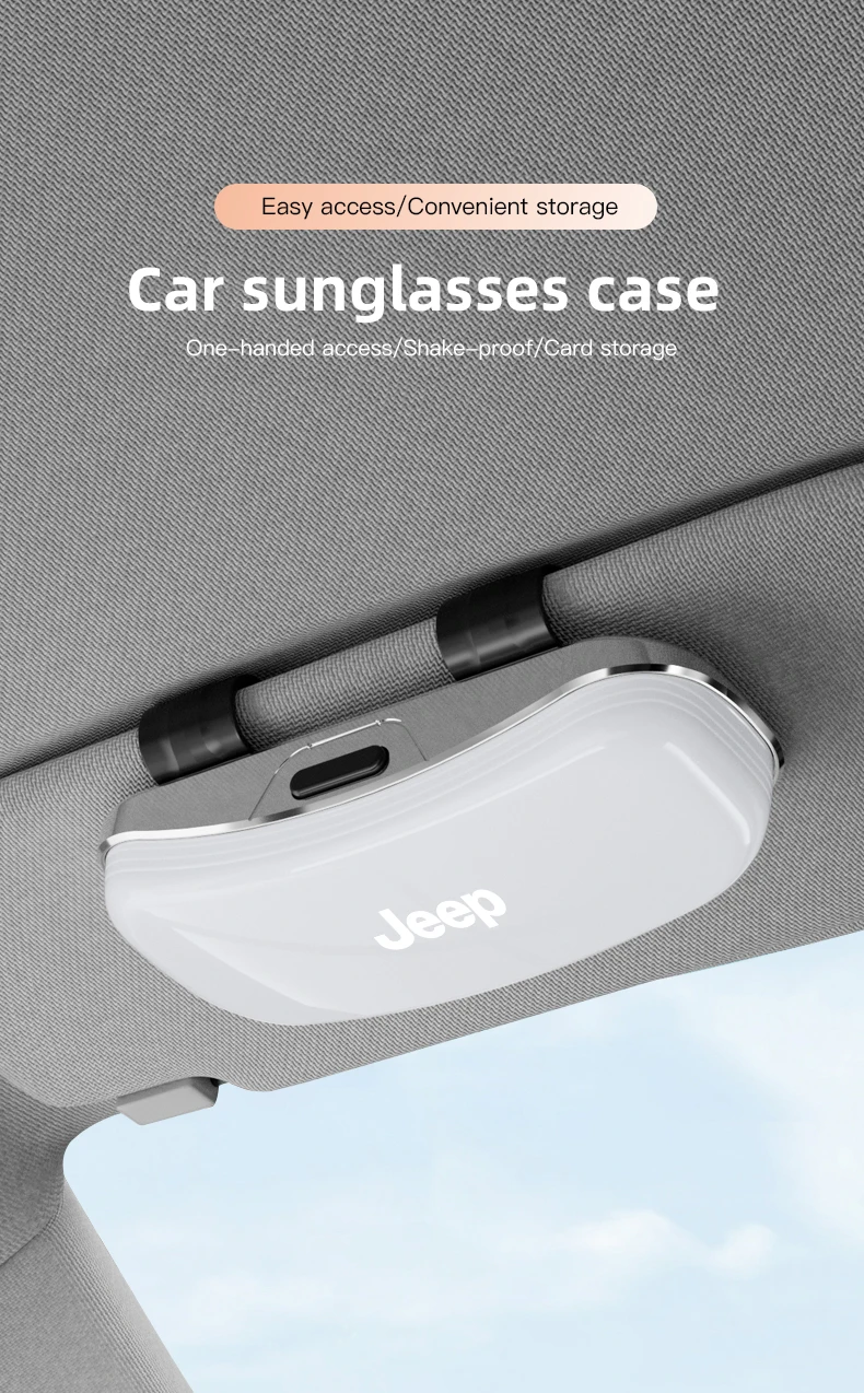Jeep Auto Visier Gläser Box Auto Sonnenbrille Lagerung Fall Für Jeep Grand Cherokee Wrangler JK Gladiator Kompass Renegade Patriot – Detail 1