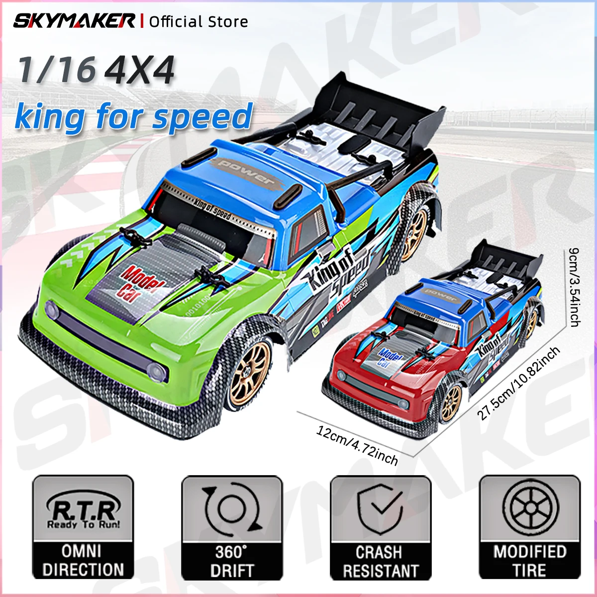 JJRC Q123 1/16 RC카 2.4G 무선 조종 4륜 구동 오프로드 360 °   드리프트 LED 라이트 RC 드리프트 레이싱 전동 트럭 장난감 자동차 소년용 선물
