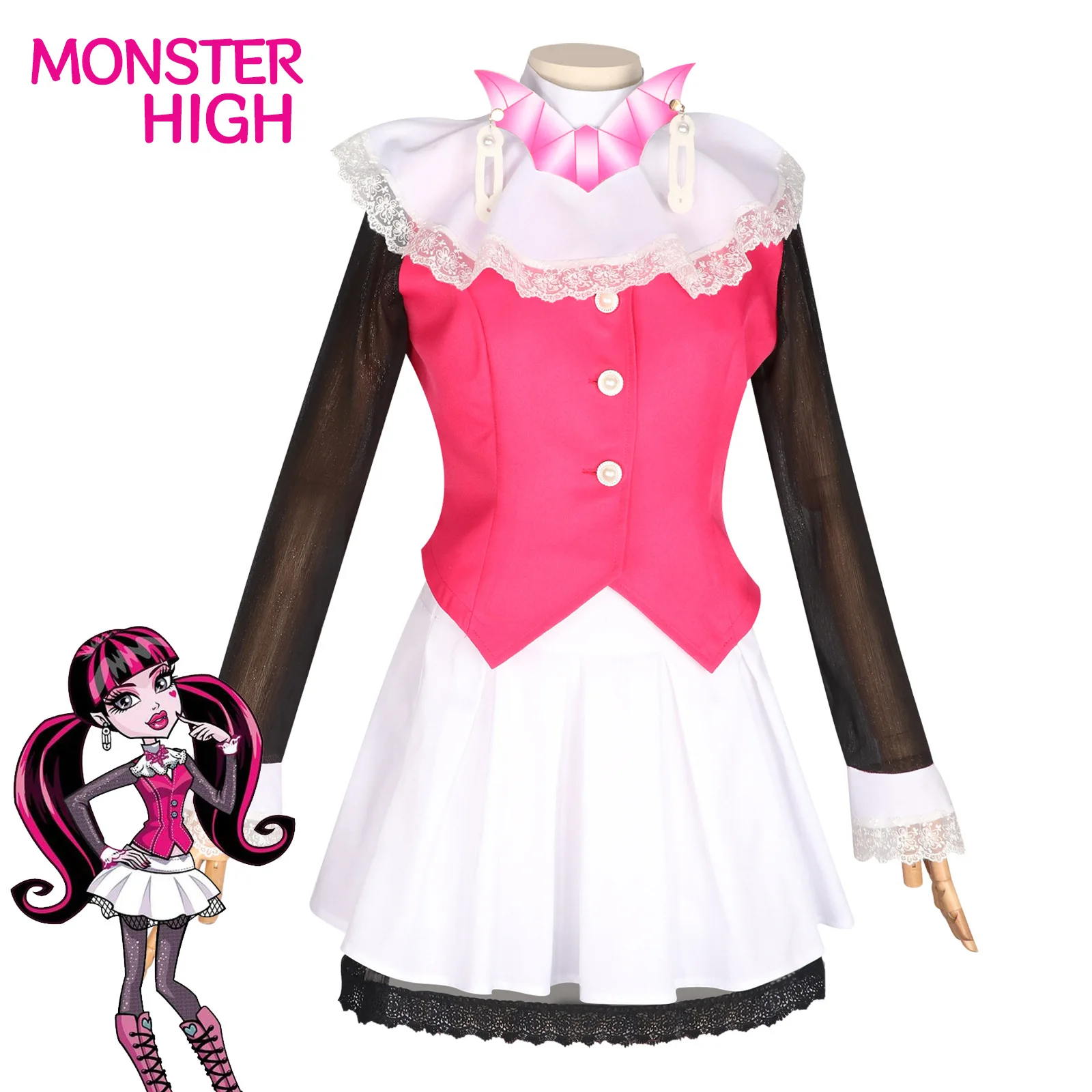 Monster High: Draculaura | Pink Costume Cosplay 31 Monster High Draculaura Spectra Vondergeist Costume Set for Women