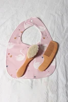 Ensemble de brosses et peignes pour bébé, coffret cadeau pour nouveau-né, laine naturelle, hêtre, peigne en bois, bavoir, attache-sucette, brosse à cheveux pour enfants 4